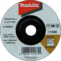 Шлифовальный диск по нержавеющей стали 125x6 36N, изогнутый, A-80656, RO, 6804221800, A, Makita