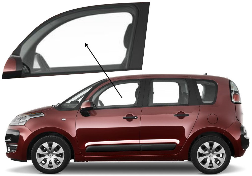 Бічне скло Citroen C3 Picasso M5 2009-2017 передніх дверей ліве