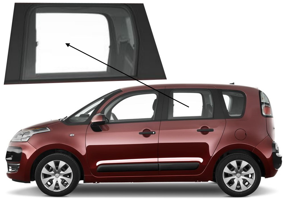 Бічне скло Citroen C3 Picasso M5 2009-2017 задніх дверей ліве