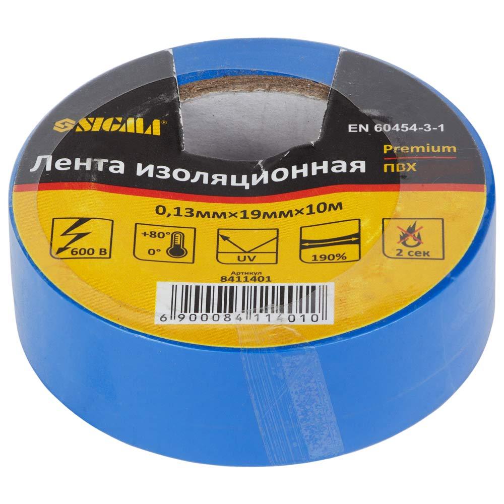 Ізолінта ПВХ (синя) 0.13 мм×19 мм×10м Premium SIGMA (8411401)