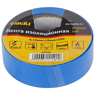 Ізолінта ПВХ (синя) 0.13 мм×19 мм×10м Premium SIGMA (8411401)