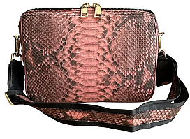 Сумка жіноча кросбоді із натуральної шкіри пітона  Ekzotic Leather пудрова рожева (snc 01)