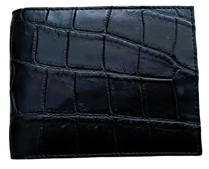 Затискач для грошей купюр із натуральної шкіри крокодила  Ekzotic Leather Чорний (сс 03)