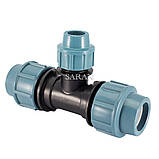 Трійник 50х32х50 затискний редукційний для поліетиленових труб ПНД., фото 2