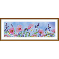 Набор для вышивки нитками на канве с фоновым изображением 'Полевые цветы'