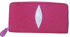 Гаманець портмоне жіночий зі шкіри ската на блискавці  Ekzotic Leather рожевий малиновий (stw 30_1)