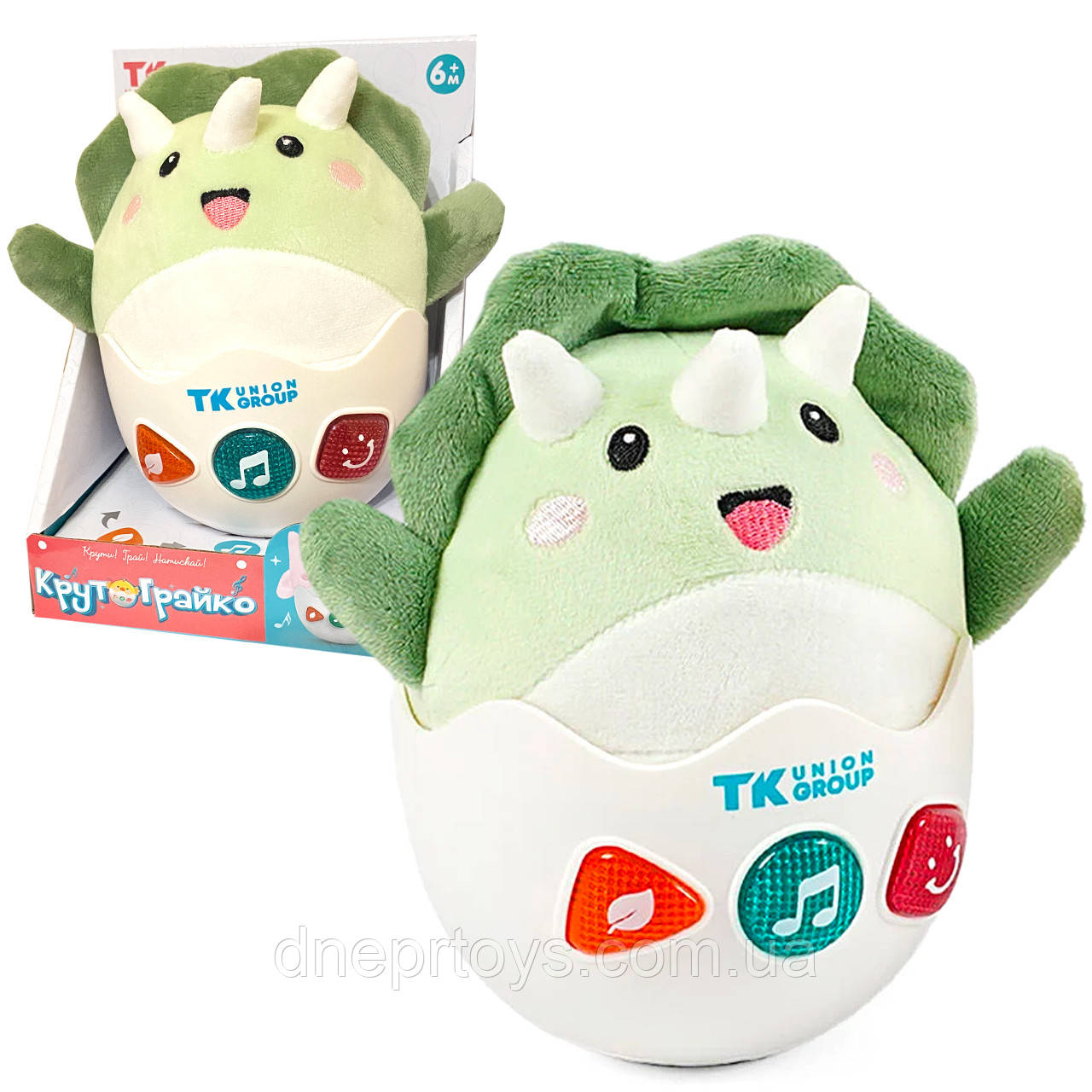 Нелягайко крутограйко неваляшка зелений TK Group укр мова 5 казок, 5 пісень, 10 скоромовок звуки підсвічування 15*11*16см, фото 1