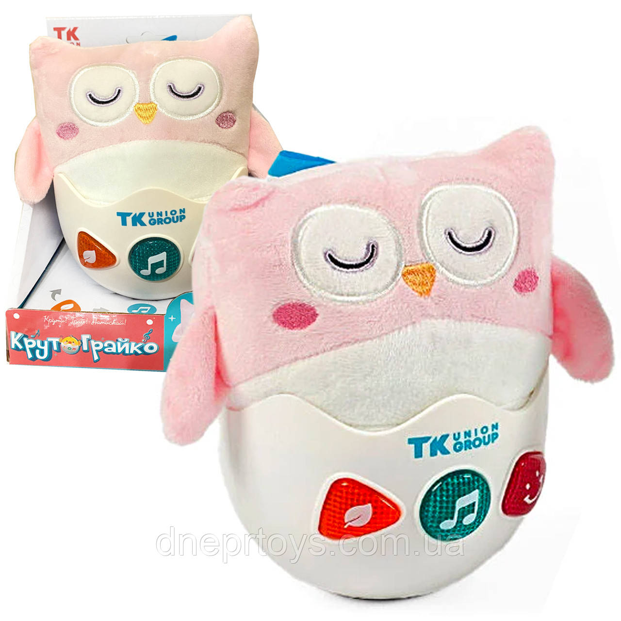 Нелягайко крутограйко неваляшка рожевий TK Group укр мова 5 казок, 5 пісень, 10 скоромовок звуки підсвічування 15*11*16см, фото 1