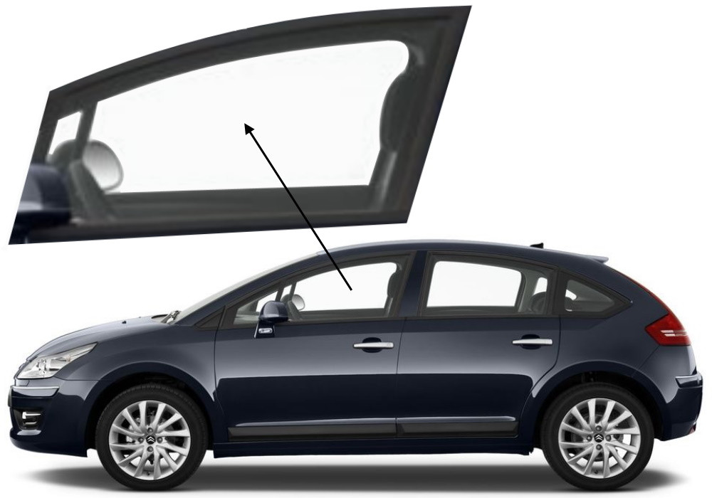 Бічне скло Citroen C4 2004-2011 передніх дверей ліве, фото 1