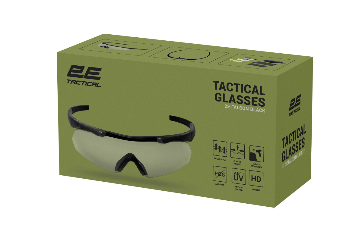 2E Tactical Окуляри тактичні, захисні Falcon Black з EVA-футляром, 3 лінзи - фото 8 - id-p1760899869