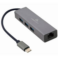 Концентратор Type-C Cablexpert до Gigabit Ethernet, 3 Ports USB 3.1 Gen1 (5 Gbps) (A-CMU3-LAN-01) h