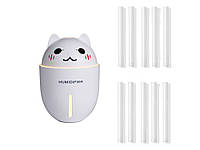 Увлажнитель воздуха ночник Котик Humidifier 320 мл USB ультразвуковой + 10 сменных фильтров Белый Хіт продажу!