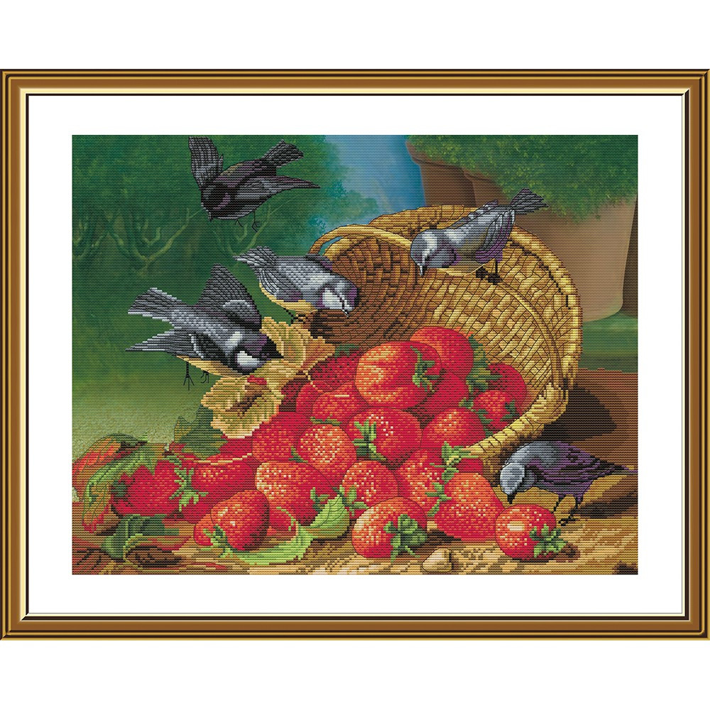 Набір для вишивання нитками на канві із фоновим зображенням "Лукошке", фото 1