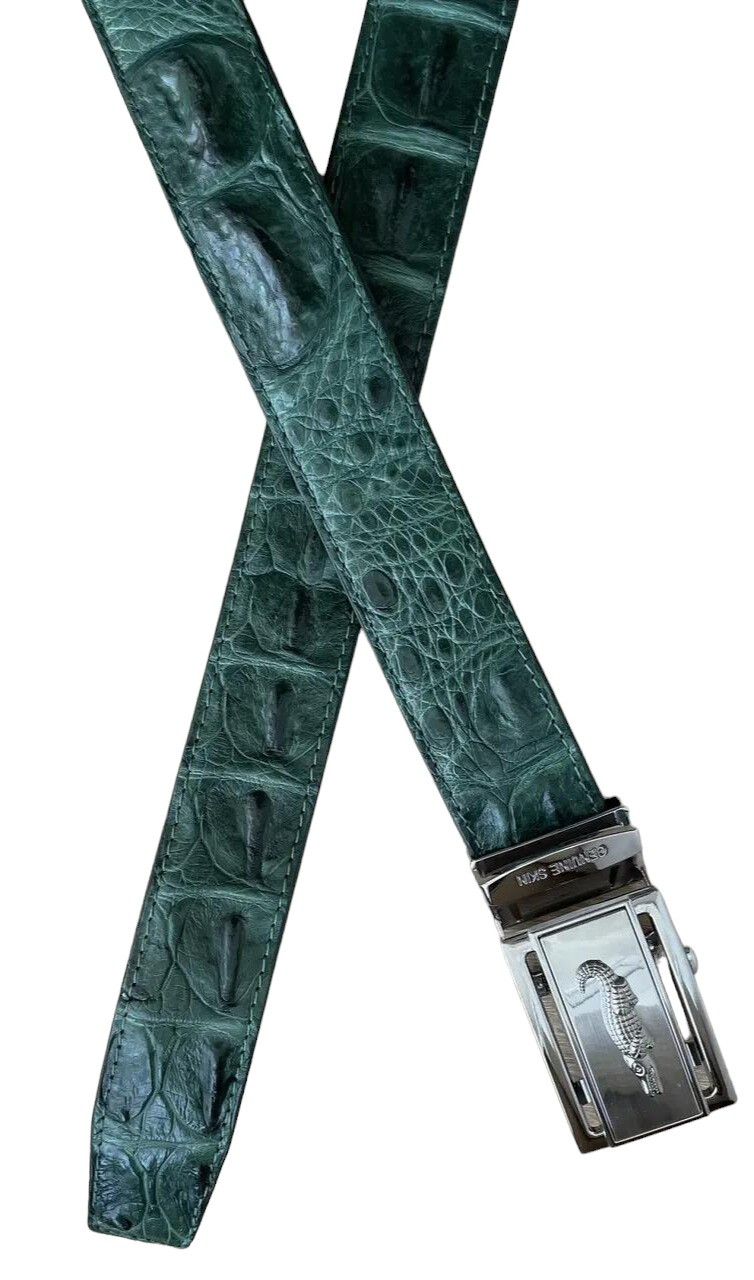 Ремінь чоловічий зелений із натуральної шкіри крокодила  Ekzotic Leather (crb 05_2)