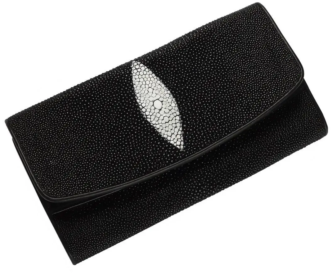 Кошелек женский из натуральной кожи морского ската Ekzotic Leather Черный (stw 15_1), фото 1