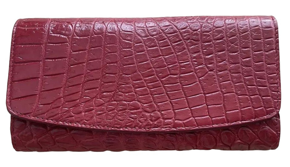 Гаманець портмоне жіночий із натуральної шкіри крокодила  Ekzotic Leather бордовий (cw 95_4)