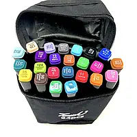 Набор двухсторонних скетч-маркеров из 24 цветов в черной сумке с ручкой для рисования Touch