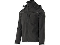 Куртка рабочая SOFTSHELL с прикреплённым капюшоном YATO разм XXL, черная, 3 кармана, 96% полиэст и 4% спанде