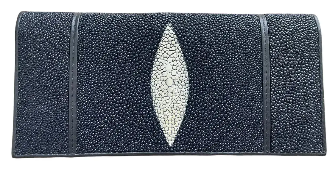 Гаманець жіночий із натуральної шкіри морського ската  Ekzotic Leather темно-синій (stw 29_2)