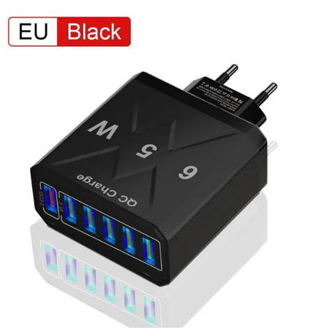 Зарядний пристрій швидкого заряджання на 6 портів USB, фото 1