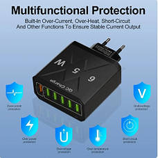 Зарядний пристрій швидкого заряджання на 6 портів USB, фото 4