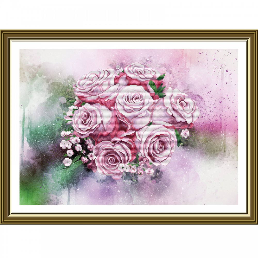 Набір для вишивання нитками на канві із фоновим зображенням "Мілодія кохання", фото 1