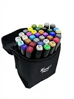 Набор двухсторонних скетч-маркеров из 36 цветов в черной сумке с ручкой для рисования Touch