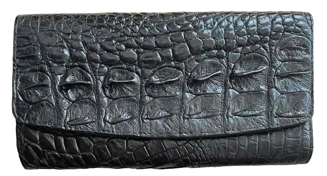 Гаманець портмоне жіночий із натуральної шкіри крокодила чорний