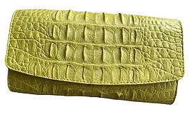 Гаманець портмоне жіночий із натуральної шкіри крокодила жовтий