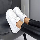 Білі жіночі шкіряні кросівки натуральна шкіра - основа для модного look@ взуття жіноче, фото 3