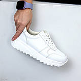 Білі жіночі шкіряні кросівки натуральна шкіра - основа для модного look@ взуття жіноче, фото 5
