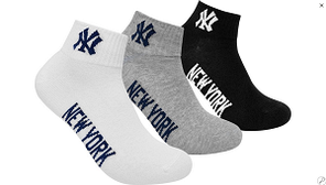 Шкарпетки New York Yankees 3 pk Quarter чорний, білий, сірий Уні 35-38