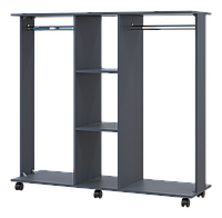 Вешалка стойка гардеробная Д3 графит 130 см х 40.6 см х 121 см для одежды на колесах мобильная в комнату дом