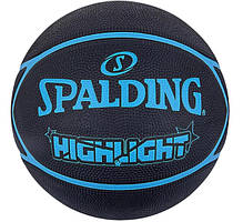 М'яч баскетбольний Spalding Highlight чорний, синій Уні 7