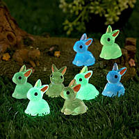 Светящиеся фигурки из фосфора набор маленьких кроликов 12 шт