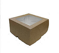 Коробка з вікном 170х170х90 мм для зефіру, печива і десертів, КРАФТ 1/100