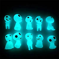 Светящиеся фигурки из фосфора Духи леса Хаяо Миядзаки синий ( цена 10 шт)