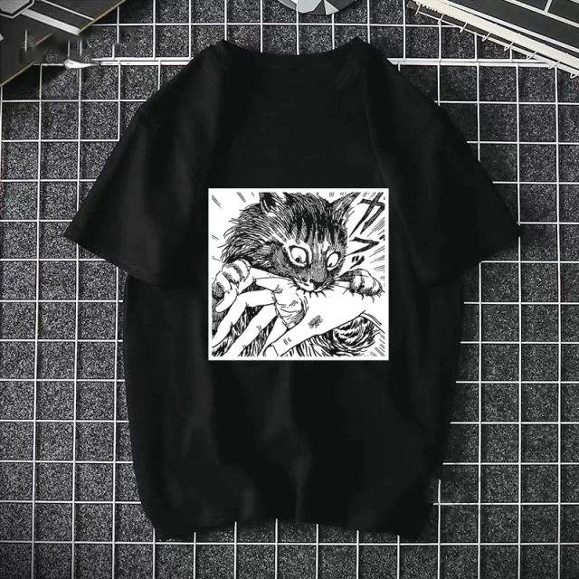 Футболка Аніме cat black whine, T-shirt Anime cat black whine