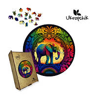 Пазл Ukropchik деревянный Слон Мандала А3 в коробке с набором-рамкой (Elephant Mandala A3) c
