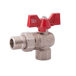 Кран кульовий SD Forte з американкою 1/2" ВН кутовий