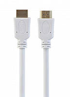 Кабель Cablexpert CC-HDMI4-W-1M, HDMI V.2.0, вилка/вилка, з позолоченими конекторами, 1 м, білий колір