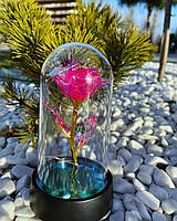 Вічна троянда в колбі з діодною LED-підсвіткою. Троянда під скляним куполом. Галактична троянда