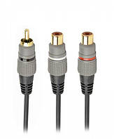 Аудио кабель Cablexpert CCAP-RCAM2F-0.2M, 1 RCA-тюльпан/2 x RCA-тюльпан, длина 0.2м.