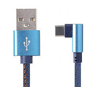 Кабель кутовий Cablexpert CC-USB2J-AMCML-1M-BL, преміум якість USB 2.0 A-тато/C-тато,1 м.