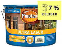 Лазурь-лак антисептический PINOTEX ULTRA LASUR для древесины полуматовый орех 10л