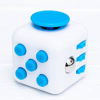 Fidget куб белый + голубой (soft touch пластик)