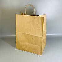Бумажный пакет коричневый крафт, с кручеными ручками 380*280*200
