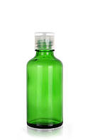 Зелёный стеклянный флакон для косметики, сывороток, лекарств, витаминов, 50 мл стандарта 18/410 С прозрачной