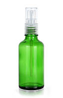 Зелёный стеклянный флакон для косметики, сывороток, лекарств, витаминов, 50 мл стандарта 18/410 С прозрачным