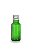 Зелёный стеклянный флакон для косметики, сывороток, лекарств, витаминов, 20 мл стандарта 18/410 С алюминиевой